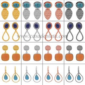 Románticos pendientes colgantes de Plata de Ley 925 hechos a mano cabujón redondo granate piedra preciosa regalo de boda y fiesta de moda - Product Image 2