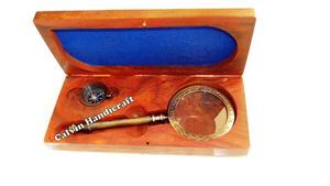 Loupe à poignée bleue nautique-Loupe à main nautique en laiton Loupe à main à main Calvin Handicraft - Product Image 2