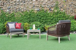 Muebles de jardín modernos para exteriores, conjunto de sofá PE de ratán polivinílico, diseño tradicional, hogar, sala de estar, patio de Hotel, Patio de madera - Product Image 3