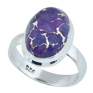 Anillo de Plata de Ley 925 unisex, piedra preciosa turquesa de cobre púrpura ovalada de moda para fiesta de compromiso de boda, ¡gran idea de regalo! - Product Image 2