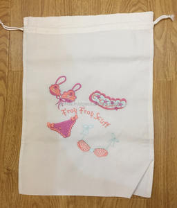Sac de lingerie brodé en coton, sac à linge brodé à la machine, sac à linge pour bikini/plage - Product Image 5