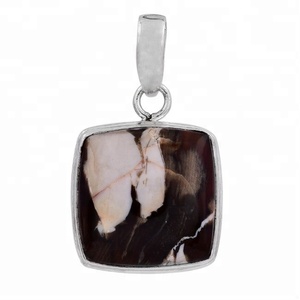 Ajuste de bisel clásico forma rectangular cebra jaspe 925 colgante de plata esterlina regalo de boda de moda para fiestas - Product Image 1