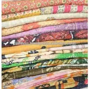 Omkeerbare Vintage Indian Kantha Quilt Handgemaakte Gooi Hippie Sari Beddengoed