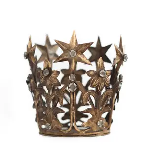 Tempat Lampu Teh Logam Vintage Crown