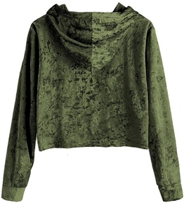 Shemax 2023 Top Qualité Vente Chaude Personnalisé En Gros Femmes Velours Cordon À Manches Longues À Capuche Crop - Product Image 2