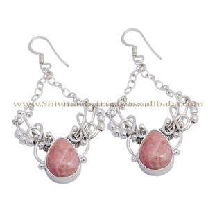Boucles d'oreilles pendantes fines en argent sterling 925 avec pierre précieuse rhodochrosite, plaqué or rose rhodié, style vintage pour mariage, fiançailles, fête - Product Image 2