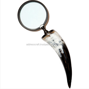 แว่นขยายแบบปรับแต่งที่จับฮอร์นและกรอบทองเหลืองสำหรับอ่านที่จับแว่นขยายสไตล์วินเทจคุณภาพสูง - Product Image 1