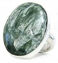 Anillo de serafinita de Plata de Ley 925 ovalado redondo pera cuadrado piedra preciosa natural cabujón de piedra - Product Image 2