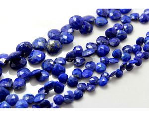 Cuentas naturales de lapislázuli con forma de gotas facetadas de 7 pulgadas - Product Image 4