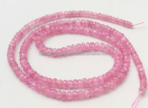 Cuentas de 3mm de rondeles facetadas de zafiro rosa - Product Image 3