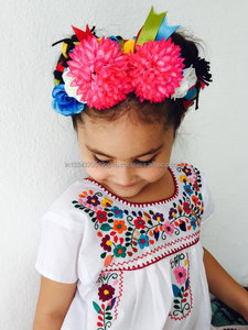 Premium Quality Hot Selling Mexican Look Hand Embroider Breathable Natural Cotton <b>Dress</b> Trendy Little <b>Princess</b> Baby Girl Tunic - Product Image 3