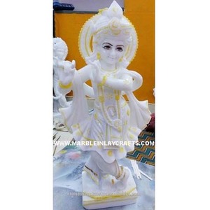 God Krishna White Marble Statue - Product Image 1