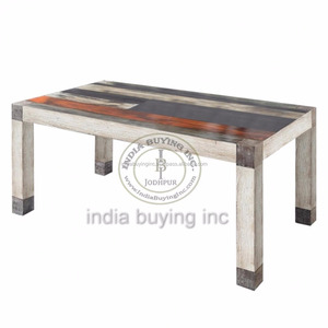 Table centrale en bois, Table à manger moderne, fournisseur indien, meubles de salle à manger de Restaurant Vintage, meubles de maison en verre Design - Product Image 1