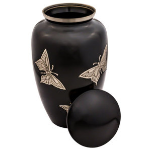 Urna funeraria de latón con forma de mariposa para adultos, acabado brillante y pulido, para cenizas humanas y suministros funerarios - Product Image 4