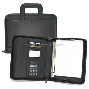 Carpeta de anillas para oficina, Cartera de cuero pu con 3 anillas, carpeta de anillas con bolsillos - Product Image 2