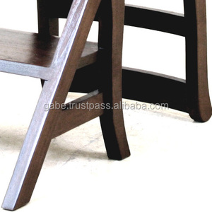 Teak Wood Foldable <b>Library</b> Steps Chair with Dimensions W44xD45xH87cm for Office Use - Product Image 3