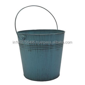 Maceta Grande de Metal Galvanizado Naranja Clásica para Jardín, Mini Maceta Decorativa, Marca IHA - Product Image 1