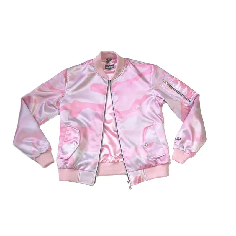 custom sublimated bomber jacket 2018 winter women pink jackets with high quality and fashion design
