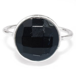 Jolies bagues rondes en argent 925 Onyx noir, pierres précieuses, bijoux en argent faits à la main - Product Image 2
