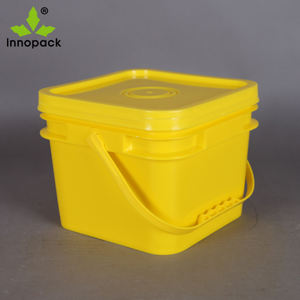 Cubo de Plástico Cuadrado Amarillo de 10L con Tapa Hermética Hecho de Material PP - Product Image 2