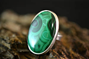 Ovale rond poire carré fantaisie rectangle pierre précieuse naturelle cabochon 925 bague en argent sterling malachite - Product Image 4