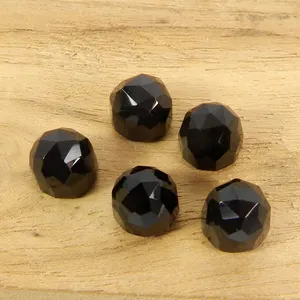 Natural black onyx gemstone 8.06x7.54mm bullet rose cut jewelry making gemstone