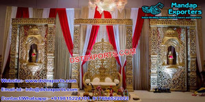 Boda escenario con cristal de oro pilares última boda escenario fabricante impresionante hindú de matrimonio recepción etapa de configuración - Product Image 2