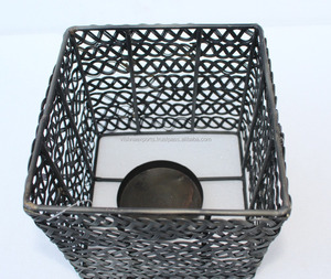 Bougeoir chauffe-plat tissé en fil métallique de fer fait à la main élégant noir enduit de poudre Durable mariage noël Restaurant décor - Product Image 2