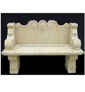 定制户外石材花园长凳腿古代手工雕刻大理石长凳座椅带靠背石材长凳
