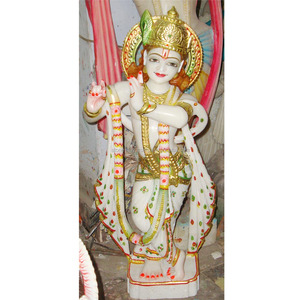 Statue Krishna en marbre décoratif japonais, Statue debout du dieu - Product Image 1