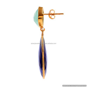 Boucles d'oreilles en argent sterling plaqué or pour mariage, fête et cadeau. - Product Image 2