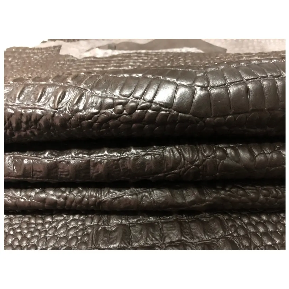 DARK BROWN CROCODILE Alligator leather | Lamb Skin Napa Soft Leather Finest Quality Wholesale Sheep Hide