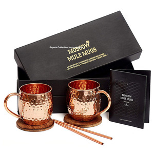 Directo de fábrica india, Juego de 2, cobre de nuevo diseño hecho a mano para tazas, 16 oz, venta al por mayor, fabricantes OEM, Material metálico - Product Image 2