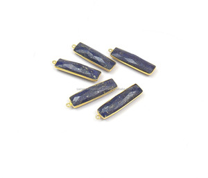 Lapis Lazuli Gemstone Rectangle Forme Plaqué Or Bijoux Unique Bail Facettes À La Main Lunette Connecteur - Product Image 4