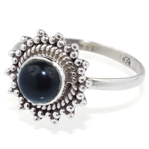 Anillos de plata de ley 925 con forma redonda de ónix negro, joyería de plata fina - Product Image 2