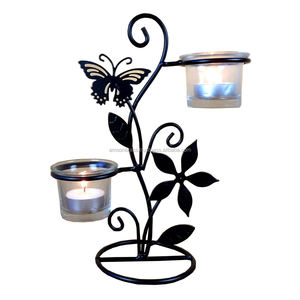 Ensemble de 3 bougeoirs en fil de fer métallique de style anneau - Product Image 3