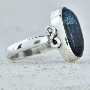 Bague en argent sterling 925, pierre dichroïque en verre, bijoux anneau - Product Image 3