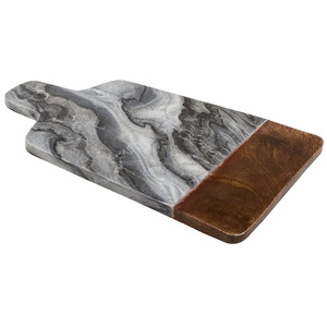 <b>Wood</b> and Marble Chopping Board Durable and Elegant Cutting <b>Block</b> for Kitchen Use - Product Image 1