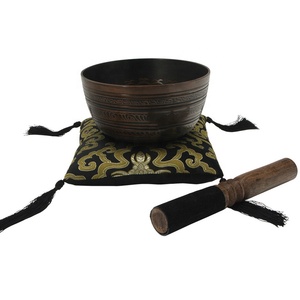 Cuenco para cantar tallado en relieve, Mantra, cuenco tibetano para cantar, cojín y Mazo de cuero para meditación o curación - Product Image 3