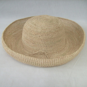 Madagascar medio ala demi-capeline crochet rafia sombrero - Product Image 1