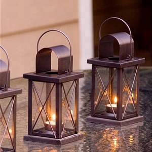 ALAM Hot Home & Wedding Decoration <b>Iron</b> Model Brown Lantern with Clear Glass Handcrafted Metal <b>Craft</b> India - Product Image 1
