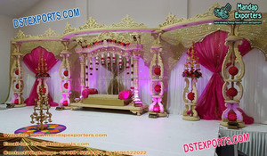 Conjunto de Mandap de Fibra con Aspecto de Madera en Espiral, Conjunto de Mandap de Madera Tallada para Bodas Indias, Fabricante de Conjuntos de Mandap de Fibra para Bodas al por Mayor, FIJI - Product Image 5