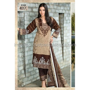 ชุดสูทพิมพ์ลายผ้าฝ้ายสำหรับผู้หญิงดีไซน์เนอร์พร้อม3-Pcs Dupatta เย็บและเย็บติดแบรนด์ดาวคลาสสิกยอดนิยม - Product Image 6