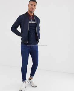 Polo de Golf para hombre, camisa con logotipo bordado personalizado, Polo de manga larga de diseño con cuello de cremallera y bloque de Color Azul Marino - Product Image 4