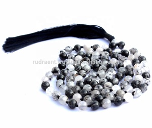 สร้อยคอลูกปัดของศิลปินชาวอินเดียทำด้วยมือทั้ง108ควอตซ์และลูกปัดมาลาพู่ห้อยแบบโบฮีเมียนมาลาสำหรับงานเลี้ยงทางศาสนาใช้ได้ทั้งชายและหญิง - Product Image 5