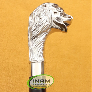 Handmade Vintage Style Wooden Foldable <b>Walking</b> <b>Stick</b> with Brass lion Head Handle / Wooden <b>Walking</b> Cane with Brass Lion Handle - Product Image 2