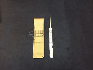 Pince à cils japonaise de type A droite en acier inoxydable de haute qualité, plaquée or, pour volume de cils, pointe en fibre pour cils - Product Image 2