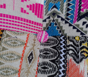 Otomana Decorativa India de Estilo Bohemio, Reposapiés Tejido a Mano - Product Image 3