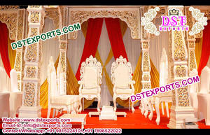 Chaises de mandap de mariage hindou royal à vendre, ensemble de chaises de mandap blanches élégantes pour mariage, vente aux États-Unis, au Royaume-Uni, en Australie, Dst Exports - Product Image 5