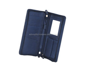 Portefeuille de voyage à glissière RFID bleu foncé pour hommes et femmes - Product Image 1